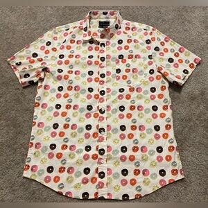 Men’s Public Opinion Donut Short Sleeve Button-Up Shirt Size M